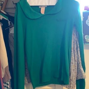 Green collared sweater, mildly worn